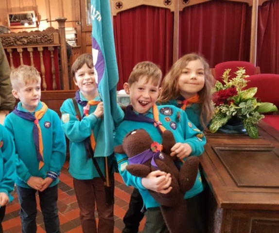 Billy escorts the flag bearers